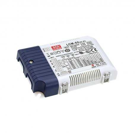 LCM-60  LCM-60 - Alimentatore LED MeanWell - CC - 60W / 1400mA max - Dimmerabile  Mean Well  Alimentatori LED