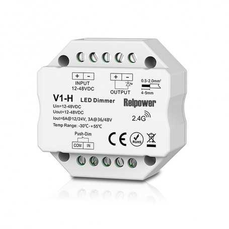 Relpower DIMMER LED - Push et RF 2.4GHz - 1-4 Canaux - 3/5A - 480W Max