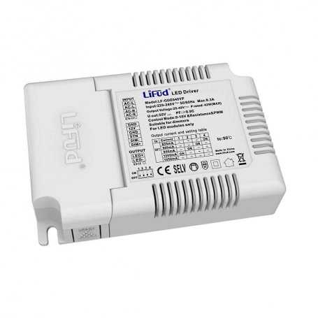 LF-GDE040YP  LF-GDE040YP Alimentatore LED LiFUD 40W - Corrente Costante CC selezionabile 850mA ~ 1050mA - Dimmerabile  LiFUD ...