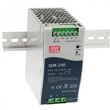 SDR- 240 MeanWell Din Rail Power Supply 240W Input 88 ~ 264VAC Voltages 24V 48V