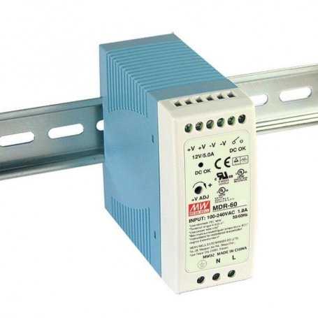 MDR-60 MeanWell Alimentation Rail Din 60W Entrée 85~264VAC Tensions 5V 12V 24V 48V