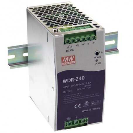 WDR-240 MeanWell Din Rail Power Supply 240W Voltages 24V 48V