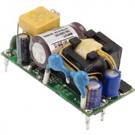 MFM-20 - Power Supply Mean Well - Open 20W - Voltages 3.3V, 5V, 12V, 15V, 24V