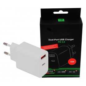 18W PD QC 3.0 Ladegerät - 1x USB-C - 1xUSB-A - 5V 3A