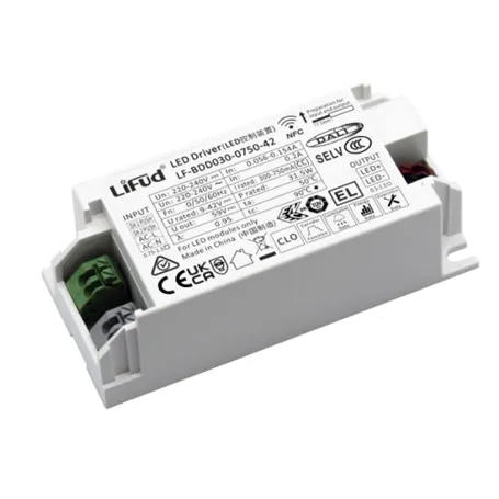 LF-BDD030-0750-42 LED Power Supply LiFUD - 30W - 400-750mA Constant Current DC - DALI and PUSH dimmable