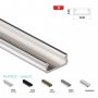 770.PAL.D  Profilo Alluminio LED Piatto da sottopensile - SOTTILE 6,3 x 16 mm - Modello D  Profili Alluminio