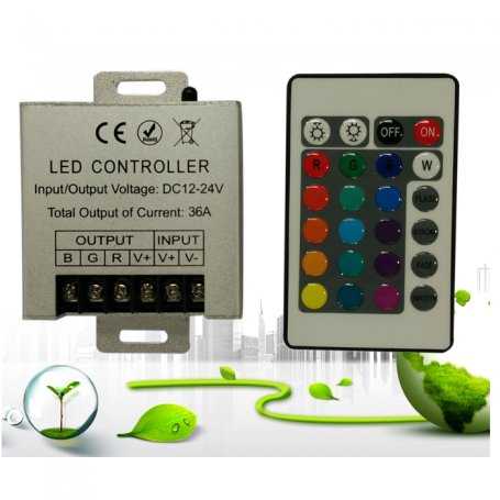 CONTROLLER RGB - Telecomando IR - 3CANALI | IN 12V~24V | 360W MAX