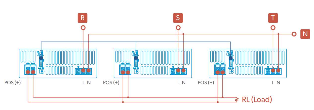 connection diagram of Cotek AE/AEK power supplies with 380 VAC input