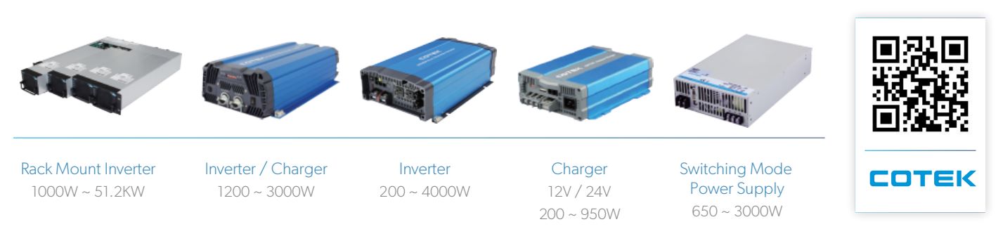 Cotek leader nella produzione di alimentatori ac dc , inverter dc a c e caricabatterie