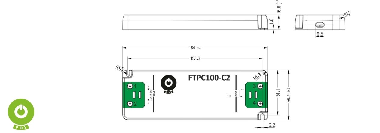 FTPC100V-C2 POS Power Alimentatore LED 100W Tensione Costante CV Tensioni  12V 24V