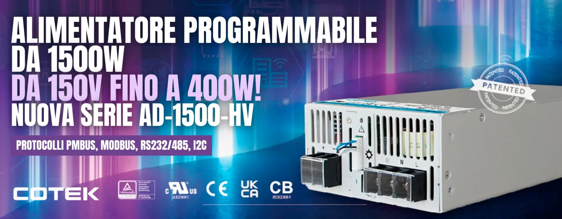 New programmable Cotek power supplies of 1500W: up to 400V output!