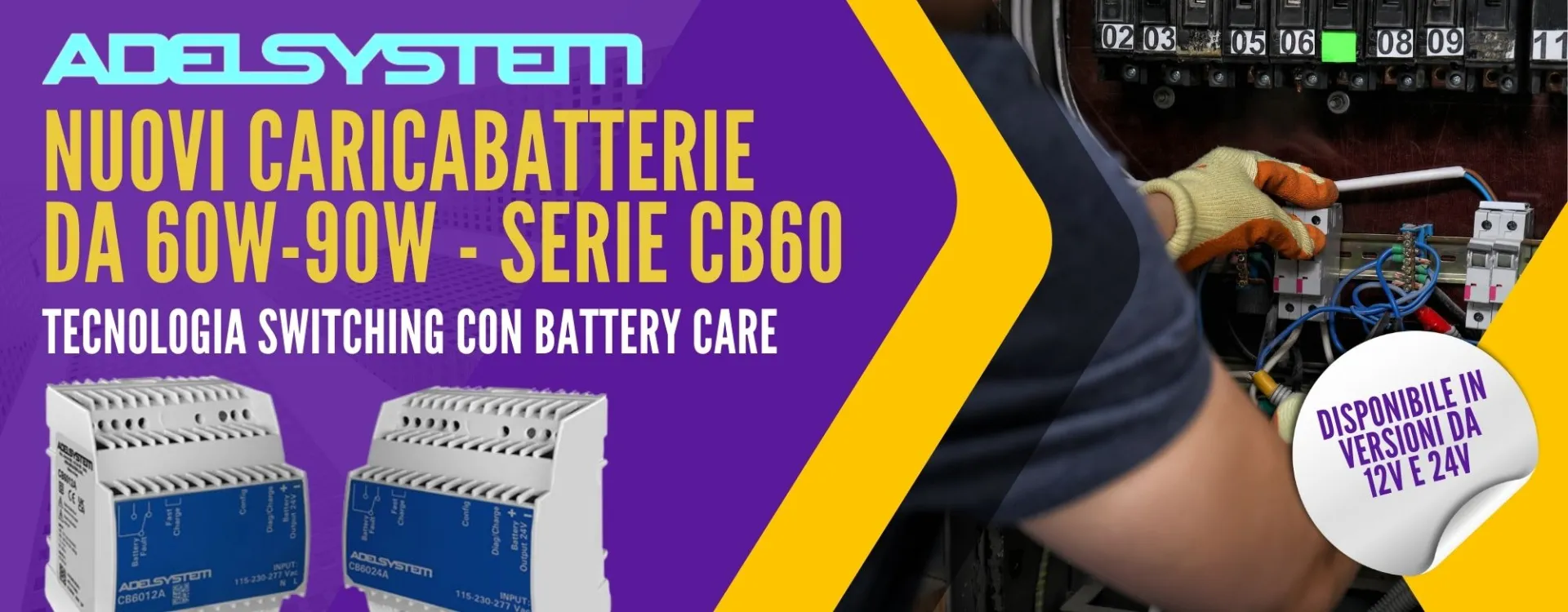 Adelsystem, new series CB60: 60-90W battery charger with battery care.