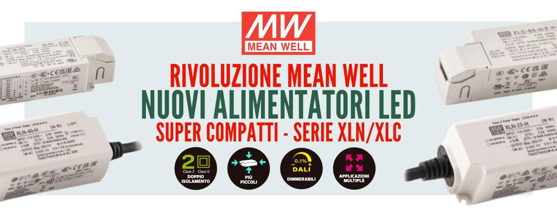 Mean Well: nouvelles séries XLN/XLC, alimentations LED super compactes!