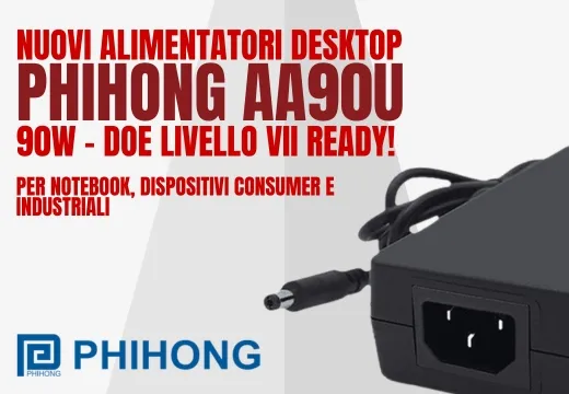 Nouveaux Alimentations de Bureau Phihong AA90U : 90W et DoE Niveau VII